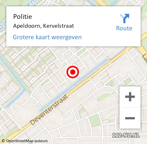 Locatie op kaart van de 112 melding: Politie Apeldoorn, Kervelstraat op 4 juli 2021 11:11