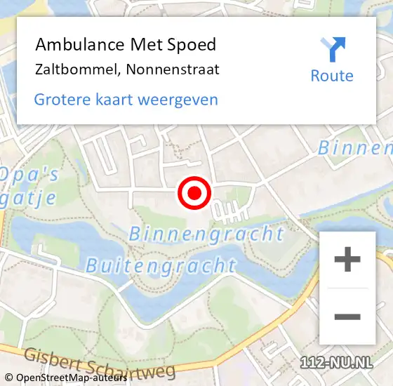 Locatie op kaart van de 112 melding: Ambulance Met Spoed Naar Zaltbommel, Nonnenstraat op 4 juli 2021 11:28