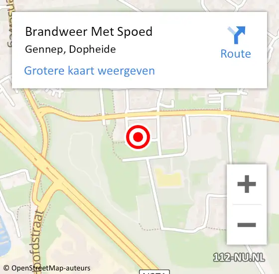 Locatie op kaart van de 112 melding: Brandweer Met Spoed Naar Gennep, Dopheide op 4 juli 2021 11:38