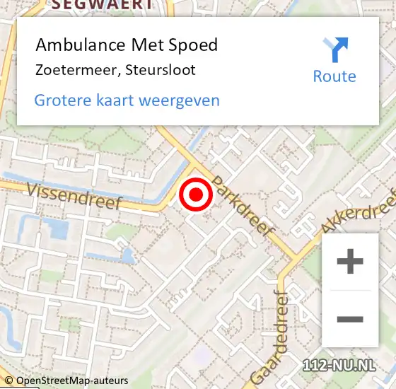 Locatie op kaart van de 112 melding: Ambulance Met Spoed Naar Zoetermeer, Steursloot op 4 juli 2021 11:48