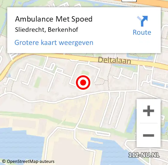 Locatie op kaart van de 112 melding: Ambulance Met Spoed Naar Sliedrecht, Berkenhof op 4 juli 2021 11:51