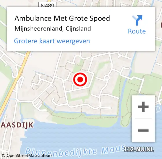 Locatie op kaart van de 112 melding: Ambulance Met Grote Spoed Naar Mijnsheerenland, Cijnsland op 4 juli 2021 12:26