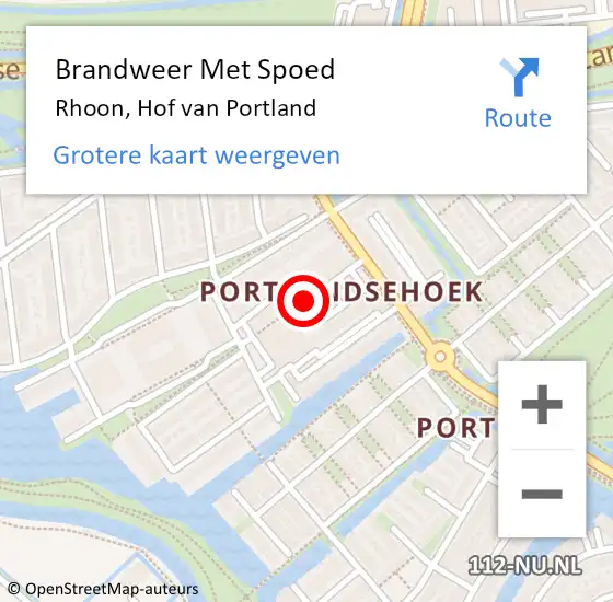 Locatie op kaart van de 112 melding: Brandweer Met Spoed Naar Rhoon, Hof van Portland op 4 juli 2021 12:29