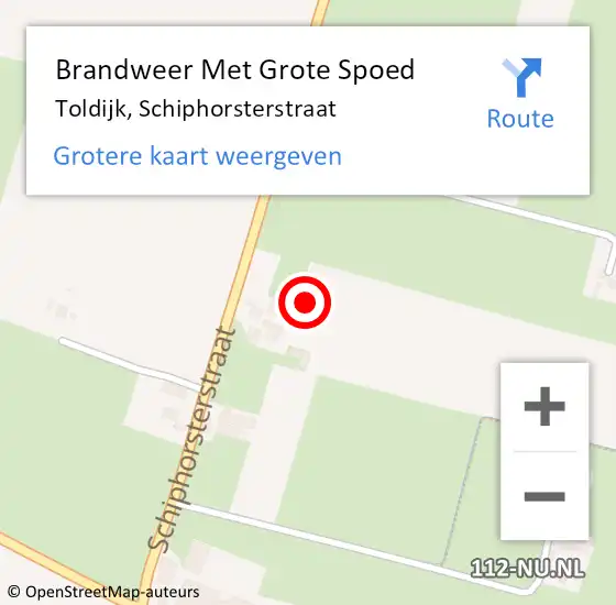 Locatie op kaart van de 112 melding: Brandweer Met Grote Spoed Naar Toldijk, Schiphorsterstraat op 4 juli 2021 12:35