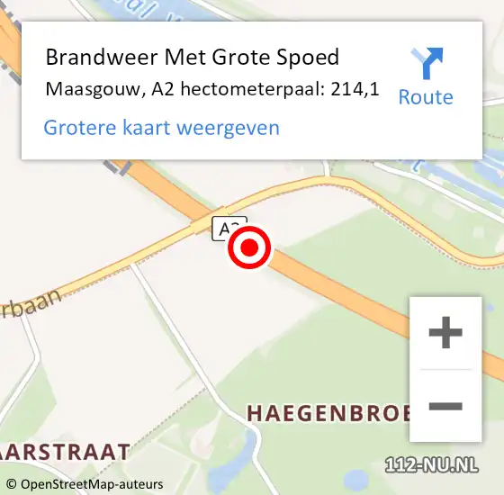 Locatie op kaart van de 112 melding: Brandweer Met Grote Spoed Naar Maasgouw, A2 hectometerpaal: 214,1 op 4 juli 2021 12:37