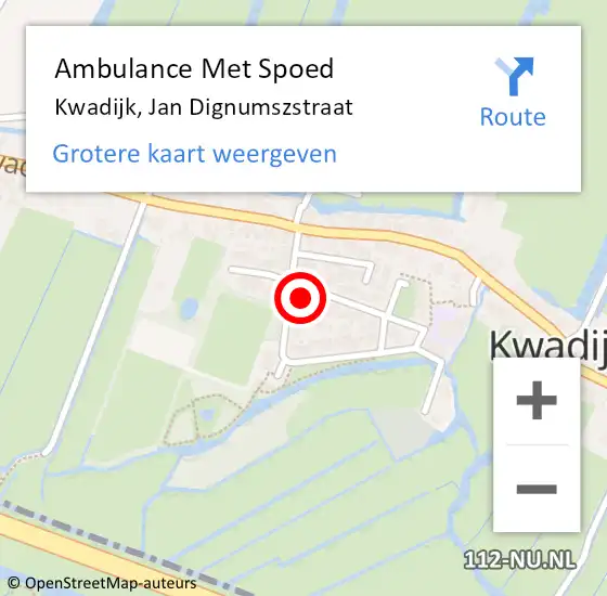 Locatie op kaart van de 112 melding: Ambulance Met Spoed Naar Kwadijk, Jan Dignumszstraat op 4 juli 2021 12:42