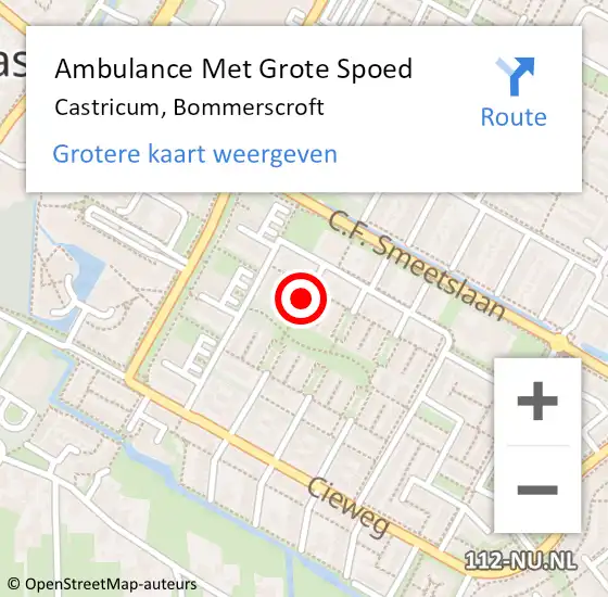 Locatie op kaart van de 112 melding: Ambulance Met Grote Spoed Naar Castricum, Bommerscroft op 4 juli 2021 13:04