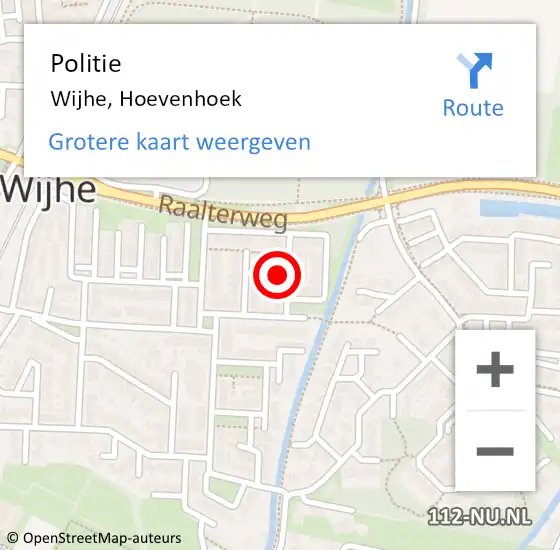 Locatie op kaart van de 112 melding: Politie Wijhe, Hoevenhoek op 4 juli 2021 13:54