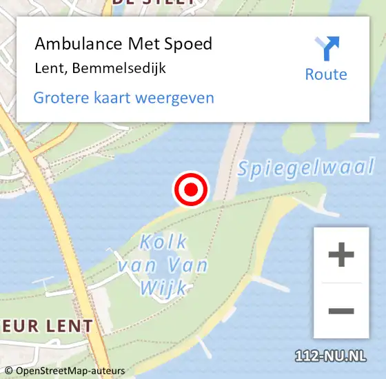 Locatie op kaart van de 112 melding: Ambulance Met Spoed Naar Lent, Bemmelsedijk op 4 juli 2021 14:04