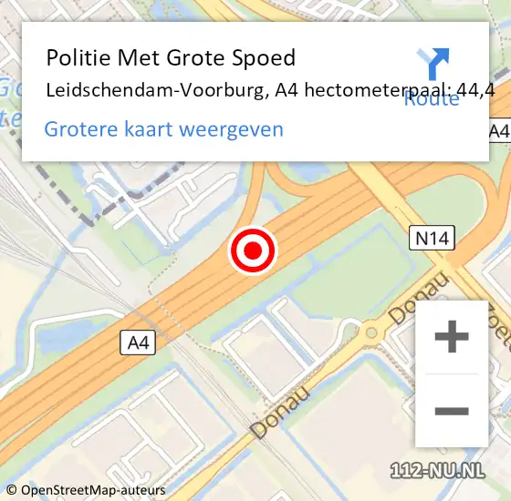 Locatie op kaart van de 112 melding: Politie Met Grote Spoed Naar Leidschendam-Voorburg, A4 hectometerpaal: 44,4 op 4 juli 2021 14:05