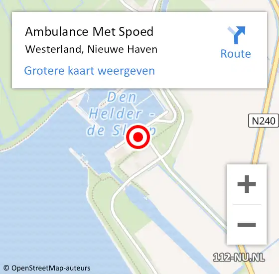 Locatie op kaart van de 112 melding: Ambulance Met Spoed Naar Westerland, Nieuwe Haven op 4 juli 2021 14:21