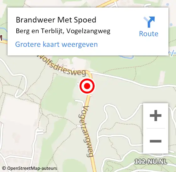 Locatie op kaart van de 112 melding: Brandweer Met Spoed Naar Berg en Terblijt, Vogelzangweg op 4 juli 2021 14:22