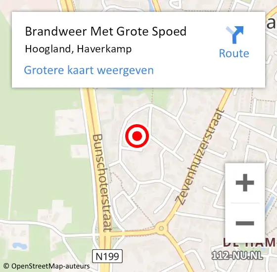 Locatie op kaart van de 112 melding: Brandweer Met Grote Spoed Naar Hoogland, Haverkamp op 4 juli 2021 14:40