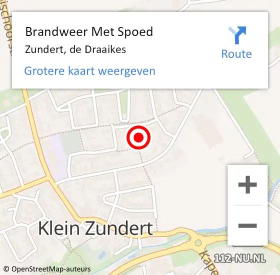 Locatie op kaart van de 112 melding: Brandweer Met Spoed Naar Zundert, de Draaikes op 4 juli 2021 14:41