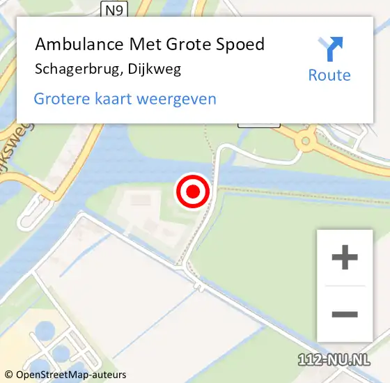 Locatie op kaart van de 112 melding: Ambulance Met Grote Spoed Naar Schagerbrug, Dijkweg op 4 juli 2021 14:41