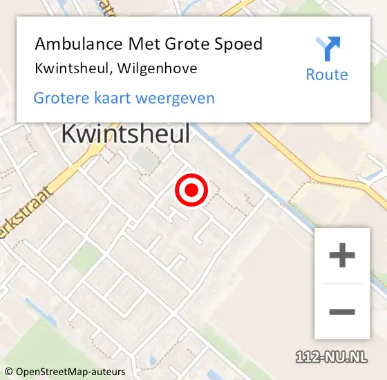 Locatie op kaart van de 112 melding: Ambulance Met Grote Spoed Naar Kwintsheul, Wilgenhove op 4 juli 2021 14:49