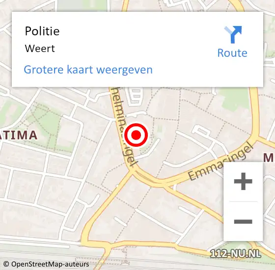 Locatie op kaart van de 112 melding: Politie Weert op 4 juli 2021 14:57