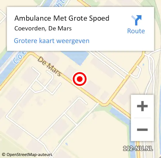 Locatie op kaart van de 112 melding: Ambulance Met Grote Spoed Naar Coevorden, De Mars op 4 juli 2021 15:10