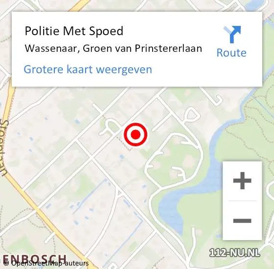 Locatie op kaart van de 112 melding: Politie Met Spoed Naar Wassenaar, Groen van Prinstererlaan op 4 juli 2021 15:16