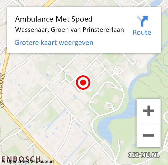 Locatie op kaart van de 112 melding: Ambulance Met Spoed Naar Wassenaar, Groen van Prinstererlaan op 4 juli 2021 15:16