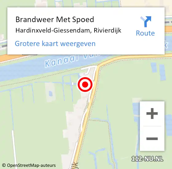 Locatie op kaart van de 112 melding: Brandweer Met Spoed Naar Hardinxveld-Giessendam, Rivierdijk op 4 juli 2021 15:48