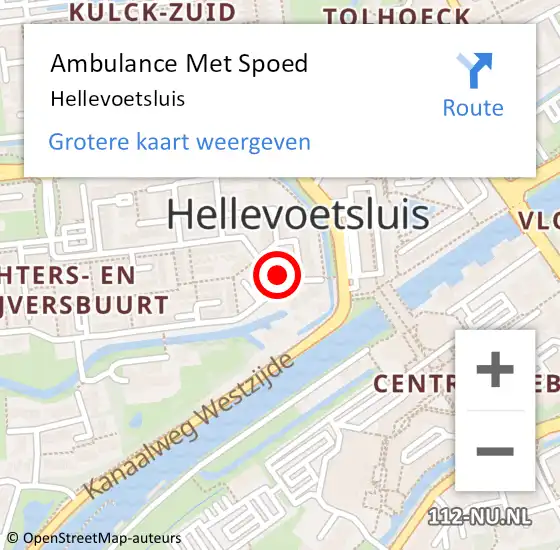 Locatie op kaart van de 112 melding: Ambulance Met Spoed Naar Hellevoetsluis op 4 juli 2021 15:48
