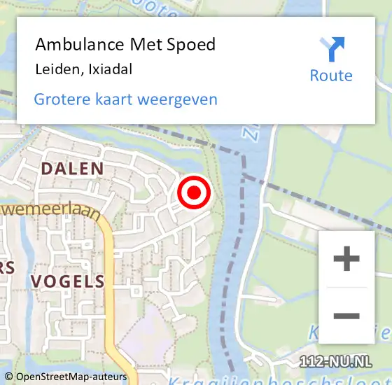 Locatie op kaart van de 112 melding: Ambulance Met Spoed Naar Leiden, Ixiadal op 4 juli 2021 15:53