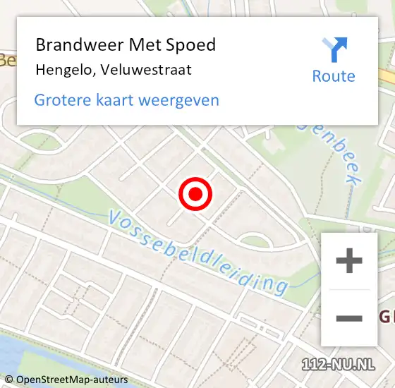 Locatie op kaart van de 112 melding: Brandweer Met Spoed Naar Hengelo, Veluwestraat op 4 juli 2021 16:15