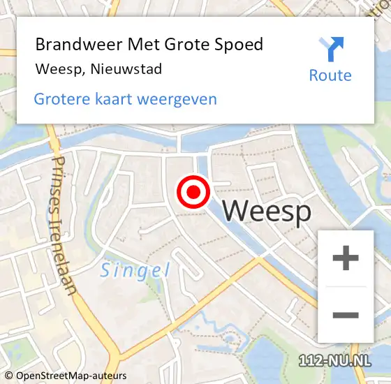 Locatie op kaart van de 112 melding: Brandweer Met Grote Spoed Naar Weesp, Nieuwstad op 4 juli 2021 16:26