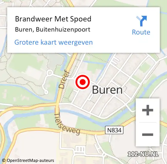 Locatie op kaart van de 112 melding: Brandweer Met Spoed Naar Buren, Buitenhuizenpoort op 4 juli 2021 16:31