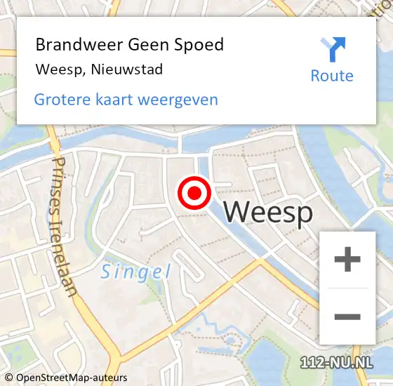 Locatie op kaart van de 112 melding: Brandweer Geen Spoed Naar Weesp, Nieuwstad op 4 juli 2021 16:32