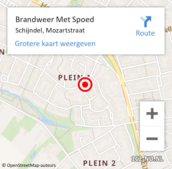 Locatie op kaart van de 112 melding: Brandweer Met Spoed Naar Schijndel, Mozartstraat op 4 juli 2021 16:33