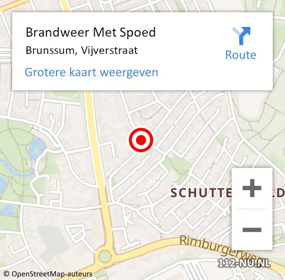 Locatie op kaart van de 112 melding: Brandweer Met Spoed Naar Brunssum, Vijverstraat op 4 juli 2021 16:53