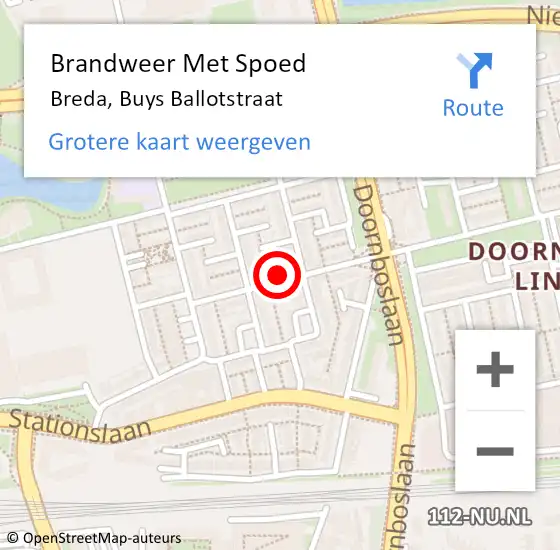 Locatie op kaart van de 112 melding: Brandweer Met Spoed Naar Breda, Buys Ballotstraat op 4 juli 2021 16:56