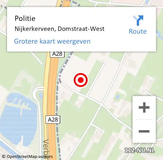Locatie op kaart van de 112 melding: Politie Nijkerkerveen, Domstraat-West op 4 juli 2021 17:07