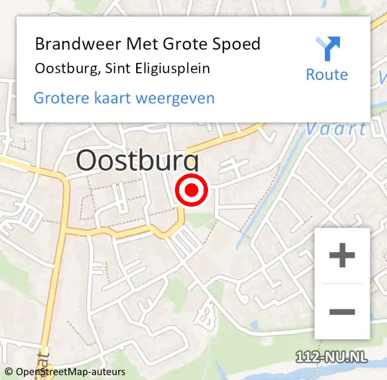 Locatie op kaart van de 112 melding: Brandweer Met Grote Spoed Naar Oostburg, Sint Eligiusplein op 4 juli 2021 17:15