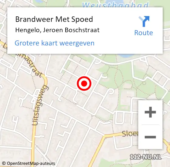 Locatie op kaart van de 112 melding: Brandweer Met Spoed Naar Hengelo, Jeroen Boschstraat op 4 juli 2021 17:16