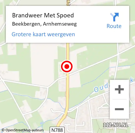 Locatie op kaart van de 112 melding: Brandweer Met Spoed Naar Beekbergen, Arnhemseweg op 4 juli 2021 17:22