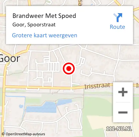 Locatie op kaart van de 112 melding: Brandweer Met Spoed Naar Goor, Spoorstraat op 4 juli 2021 17:32