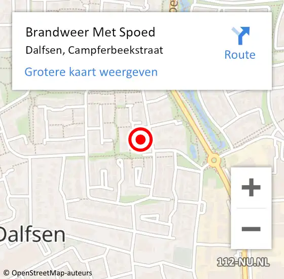 Locatie op kaart van de 112 melding: Brandweer Met Spoed Naar Dalfsen, Campferbeekstraat op 4 juli 2021 17:33