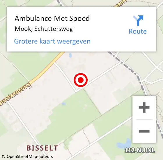 Locatie op kaart van de 112 melding: Ambulance Met Spoed Naar Mook, Schuttersweg op 4 juli 2021 17:40