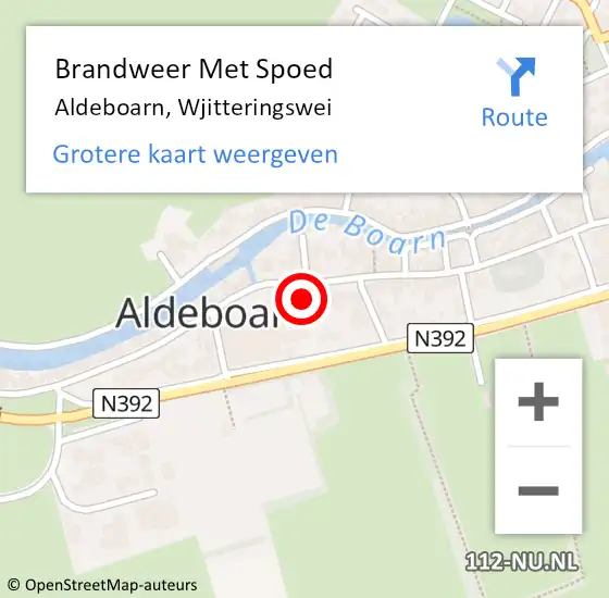 Locatie op kaart van de 112 melding: Brandweer Met Spoed Naar Aldeboarn, Wjitteringswei op 4 juli 2021 17:41