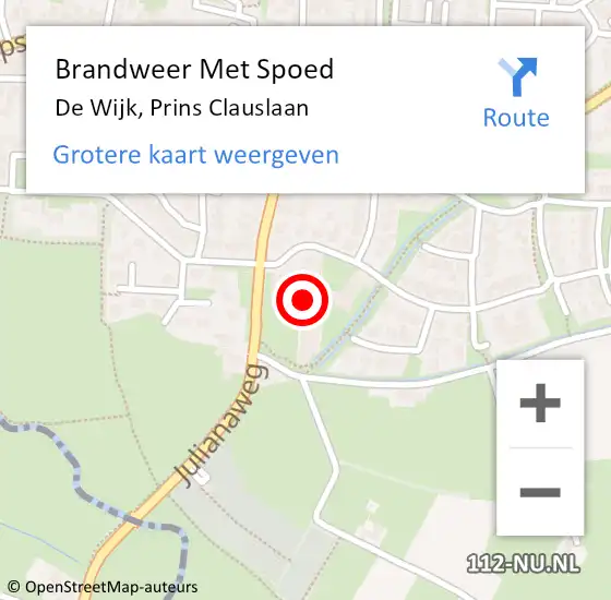 Locatie op kaart van de 112 melding: Brandweer Met Spoed Naar De Wijk, Prins Clauslaan op 4 juli 2021 18:12