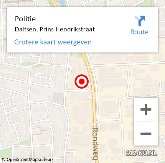 Locatie op kaart van de 112 melding: Politie Dalfsen, Prins Hendrikstraat op 4 juli 2021 18:15