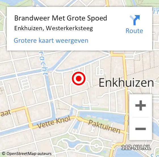 Locatie op kaart van de 112 melding: Brandweer Met Grote Spoed Naar Enkhuizen, Westerkerksteeg op 4 juli 2021 18:22