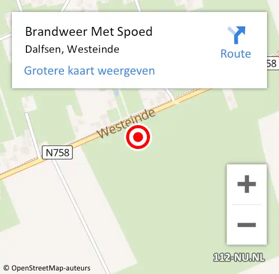 Locatie op kaart van de 112 melding: Brandweer Met Spoed Naar Dalfsen, Westeinde op 4 juli 2021 18:22