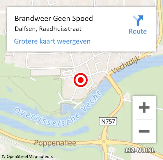 Locatie op kaart van de 112 melding: Brandweer Geen Spoed Naar Dalfsen, Raadhuisstraat op 4 juli 2021 18:25