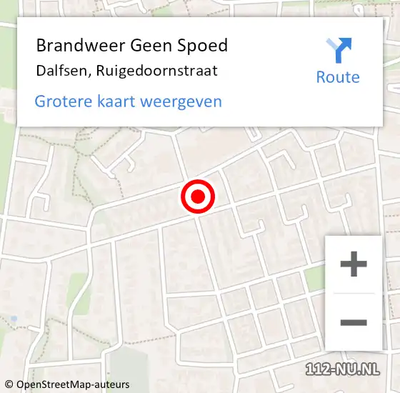 Locatie op kaart van de 112 melding: Brandweer Geen Spoed Naar Dalfsen, Ruigedoornstraat op 4 juli 2021 18:26