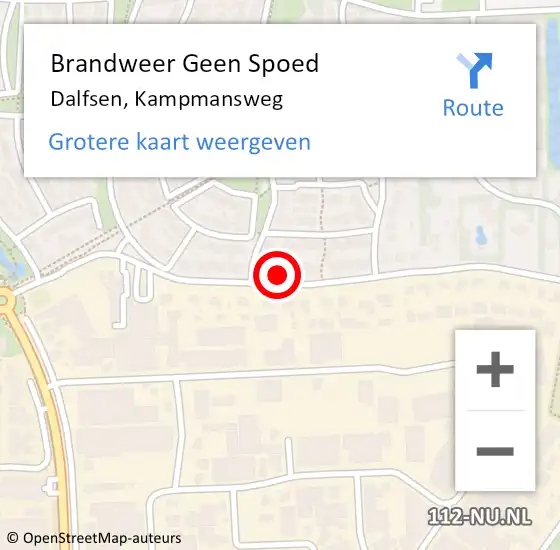 Locatie op kaart van de 112 melding: Brandweer Geen Spoed Naar Dalfsen, Kampmansweg op 4 juli 2021 18:27