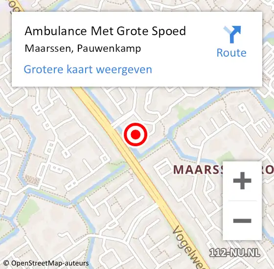 Locatie op kaart van de 112 melding: Ambulance Met Grote Spoed Naar Maarssen, Pauwenkamp op 4 juli 2021 18:30